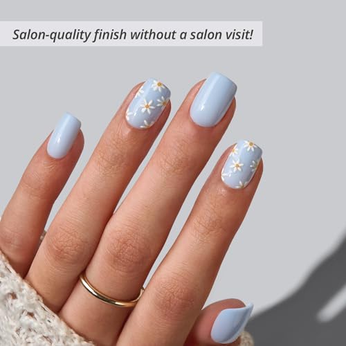 BTArtbox Press On Nails - Porch Sky Short Square 32Ct with 3D Flowers