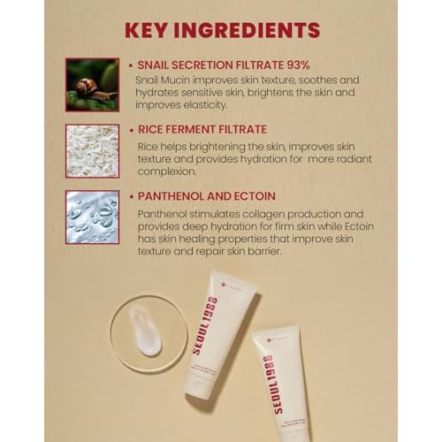 K-SECRET SEOUL 1988 Snail Mucin 93% Cream ? Concentrated Yet Lightweight Formula Infused with 93% Snail Mucin | Non-Sticky & Fast-Absorption Facial Cream | Korean Skincare, 100ml / 3.38 fl oz