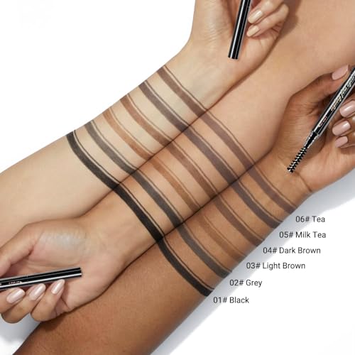 Black Ultra-Fine Tip Eyebrow Pencils Pack for Women, Mechanical Precise Brow Pencil,Draws Tiny Brow Hairs, Defines, Fills Brows, Shapes, Contours, Combs, Waterproof Dual-Sided