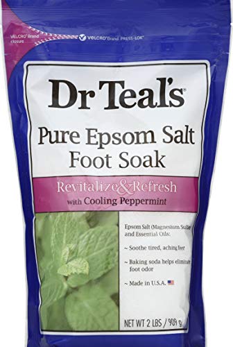 Dr. Teal's Pure Epsom Salt Foot Soak - Cooling Peppermint (2 Pack, 2 lbs Each)
