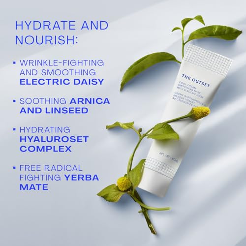 The Outset Cool Cream Smoothing Mask, Hydrating & Plumping Face Mask, Gentle, Clean, Vegan & Gluten-Free for Sensitive & All Skin Types