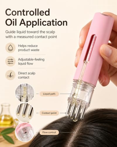 VINGVO Hair Oil Applicator Scalp Comb 18ml + 3ml Dual Capacity with Cleansing Brush