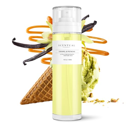 Scentual Fragrances Caramel & Pistachio Long-Lasting Vegan Perfume Mist, Women’s Gourmand Fragrance
