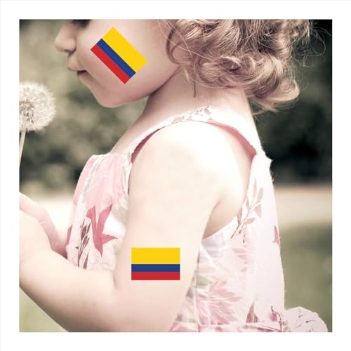 30 Sheets Columbia Flag Temporary Tattoos Fans Face Tattoo Stickers for Adults Kids Group Activity Props