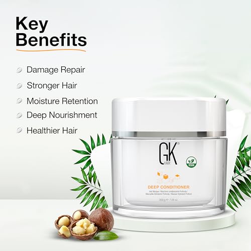GK HAIR Global Keratin Deep Conditioner Masque Pack of 2 (7.05 Fl Oz/200 g) Intense Hydrating Repair Treatment Mask for Dry Damaged Color Treated Frizzy Hair Restoration Formula with JOJOBA Seed Oils