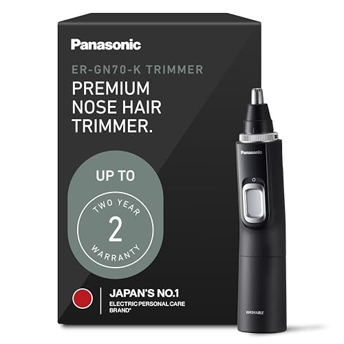 Panasonic ER-GN70-K Nose & Ear Hair Trimmer with Vacuum, Wet & Dry Use, 1 Pack