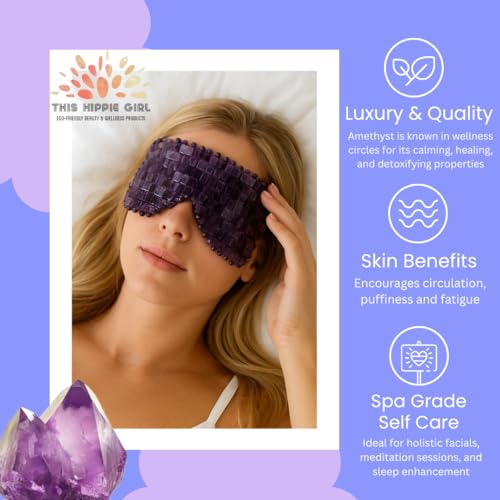 This Hippie Girl Amethyst Eye Mask ? Natural Crystal Facial Mask for Puffiness, Dark Circles & Tension Relief. Cooling Spa Stone for Relaxation, Skincare & Beauty Routine