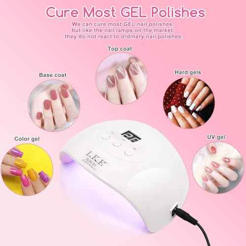 Wisdompark 72W UV LED Nail Lamp Dryer for Gel Polish with 15 Beads Curing lamp 3 Timer Settings & Auto Sensor, Professional Nail Light with LCD Touch Display