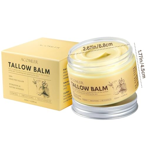 New Whipped Beef Tallow for Skin 4.05oz, 100% Organic Grass Fed Beef Tallow for Face, Pure Tallow Honey and Balm, Beef Tallow, Tallow Moisturizer for Face & Body, Natural Tallow Balm Nourish All Skin