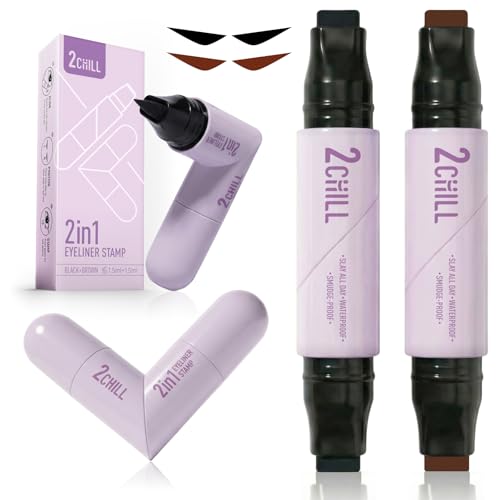 2CHILL Dual-Ended Rotating Eyeliner Stamp Pen - Black & Brown