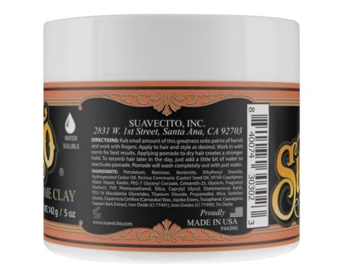Suavecito Pomade Firme Clay - Strong Hold Matte Finish, 5 oz