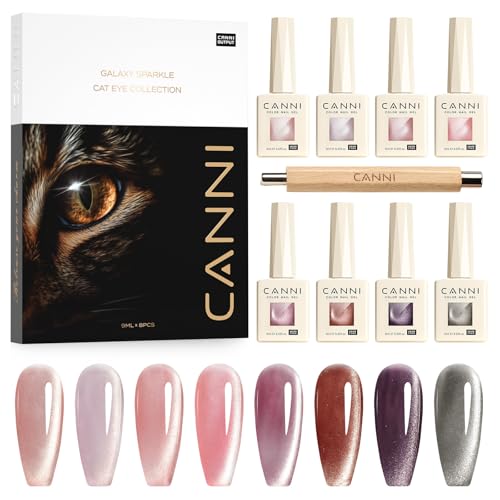 CANNI Cat Eye Gel Nail Polish Set - 8 x 9ml Magnetic Shimmer Colors