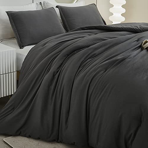 Litanika Grey Comforter Set Twin/Twin XL Size, 2 Pieces Lightweight Plain Bedding Comforter Set, All Season Fluffy Bed Set (66x90In Comforter & 1 Pillowcase)