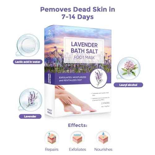 Foot Peel Mask, Lavender Foot Mask Natural Exfoliator for Dry Dead Skin, Callus, Peeling Foot Mask Repairs Heels & Removes Cracked Feet & Rough Heels Enjoy Baby Soft Smooth Feet