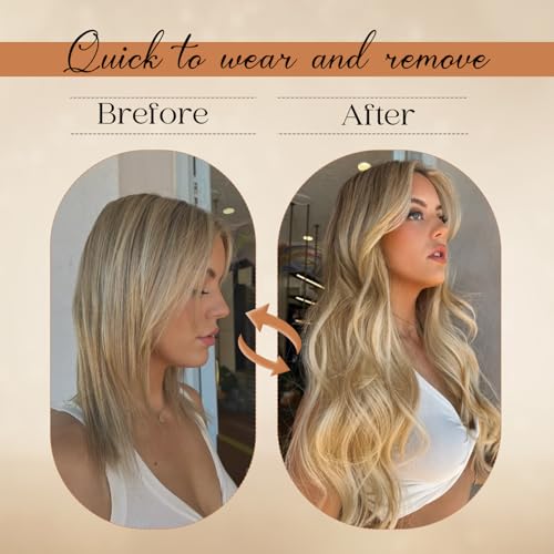20-Inch Clip-In Hair Extensions - Seamless Balayage Blonde