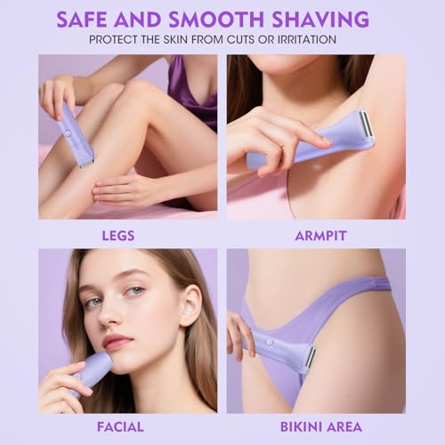 Bikini Trimmer for Women, 3 in 1 Electric Razors for Women, Waterproof Pubic Hair Trimmer and Facial Hair Remover, Rechargeable Electric Shaver for Underarm Leg Arm Body with LED Display