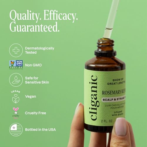 Cliganic Rosemary Oil for Hair & Scalp with Biotin & Jojoba - 2 Fl Oz