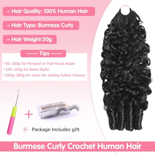 Burmese Curly Crochet Human Hair 24" - 50g Pre-Separated