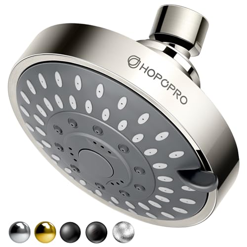 HOPOPRO 5-Mode High Pressure Shower Head - Consumer Reports, The Washington Post, NBC News, TODAY TV Show Recommended - High Flow Fixed Showerheads Bathroom Rain Showerhead (4 Inch Brushed Nickel)