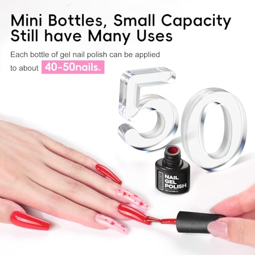 COSCELIA 26-Piece Gel Nail Polish Kit with Base, Matte & Glitter Top Coats