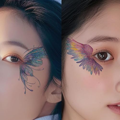 Glitter Butterfly Temporary Tattoos - 10 Sheet Waterproof Face Stickers