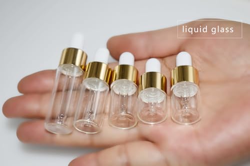Mini Glass Dropper Bottles 1-5ml, 10 Pack Travel Essential Oil