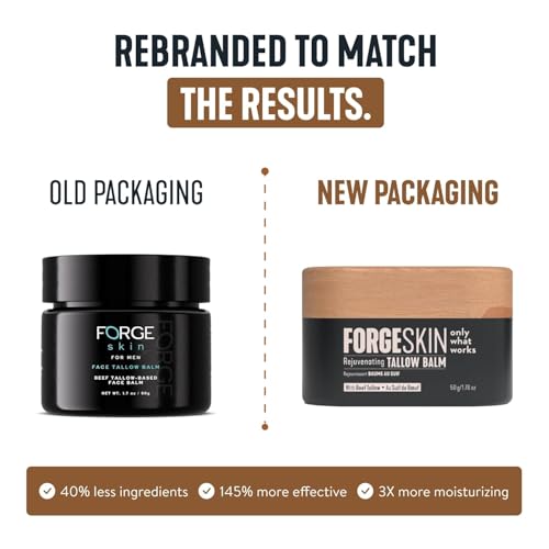 Forge Skin Beef Tallow Balm Moisturizer for Men - Anti-Aging Hydration Cream (1.7 OZ) 3pk
