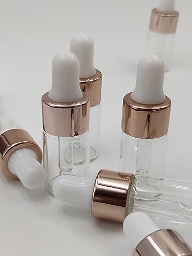 15-Pack 3ml Glass Dropper Bottles with Rose Gold Caps