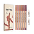 MAEPEOR Lip Liner Set 6Pcs Pure Natural Oak Brown Pink Red Series Lip Liners Smooth High Pigmented Matte Finish Lipliner Pen Kit (Set 03)