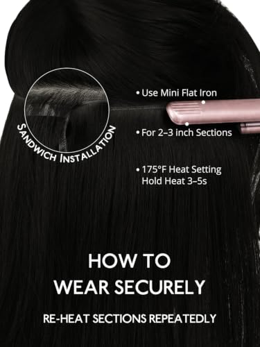 Wennalife Tape-In Weft Hair Extensions 22 Inch Jet Black Remy Human Hair, 2 Pack