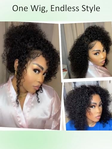 KLAIYI 28-Inch Afro Kinky Curly Lace Front Wig - Glueless & Pre-Plucked
