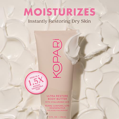 Kopari Jumbo Ultra Restore Body Butter - Hydrating Whipped Lotion with Hyaluronic Acid & Mango Seed, 12 oz
