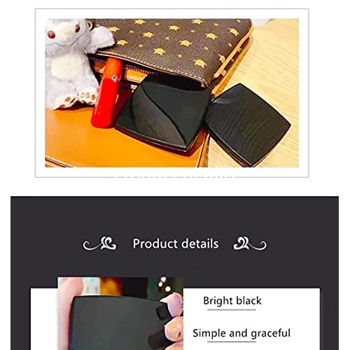 12 Pcs Fashion Compact Cosmetic Mirror, Elegant Compact Purses Makeup Mirror, Small Compact Mirror 2 x 1 Magnification, Square Compact Mirror, Perfect for Purses - Travel, Black