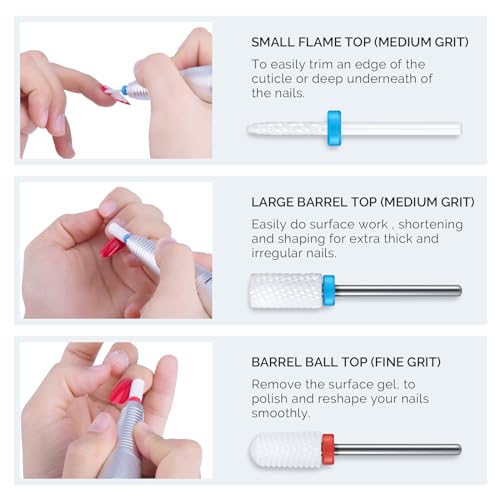 5-Piece Ceramic Nail Drill Bits Set for Manicure & Pedicure