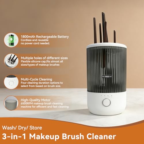 Electric Makeup Brush Cleaner Machine 6500RPM Portable