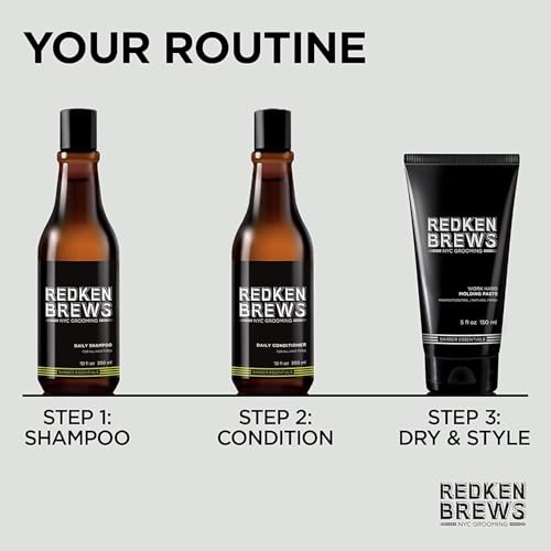 Redken Brews Daily Shampoo & Conditioner Set For Men - Lightweight Cleanser For All Hair Types
