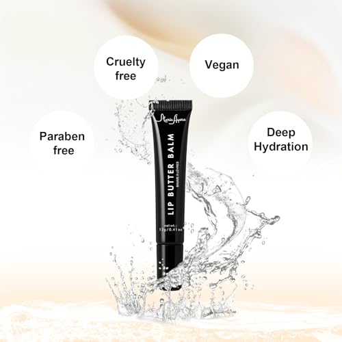 Deep Hydrating Lip Butter Balm- Glossy Lip Treatment with Shea Butter, Vitamin E, Peptides & Hyaluronic Acid - Vegan, Non-Sticky, Moisturizing Lip Care | 2-Pack (Clear-Unscented)