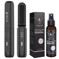 VIKICON Father's Day Gift Set for Men with Beard Hair Straightener & Heat Protectant Spray, Mini & Auto Shut Off Cordless Beard Brush