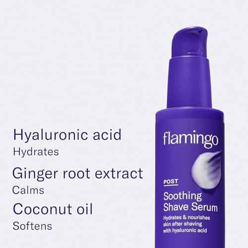 Flamingo Shaving Prep and Post Care Set for Women - Smoothing Shave Prep Scrub and Soothing Post Shaving Serum - Glow Shave Collection