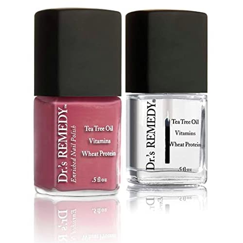 Dr.'s Remedy Enriched Nail Polish, Relaxing Rose with TOTAL Two-in-One Top and Base Coat Set 0.5 Fluid Oz Each