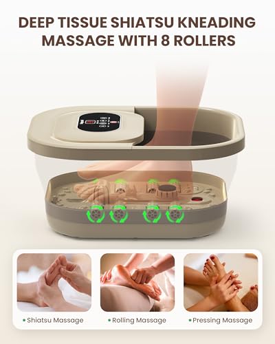 Heycool Collapsible Foot Spa Bath Massager with Bubbles & 8 Rollers