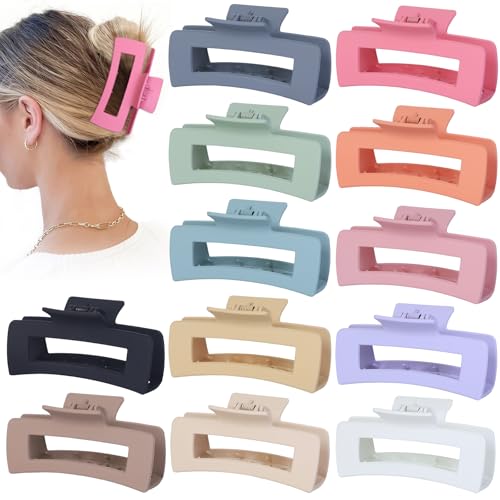 4.2" Jumbo Hair Clips - 12 Pack Colorful Claw Clips for Thick Hair