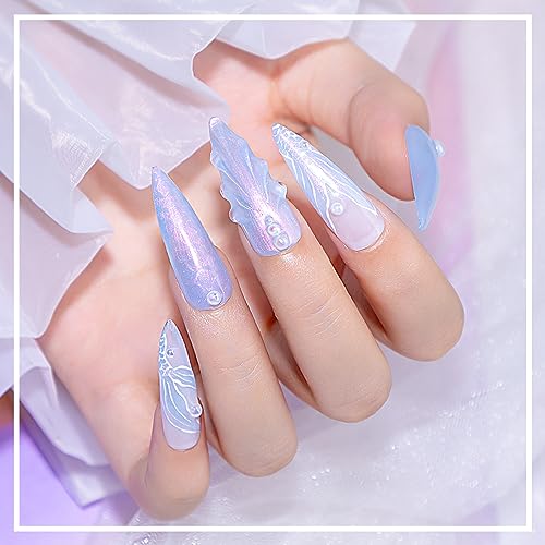 SUPWEE Pearl Gel Nail Polish - 12 Colors Shimmer Mermaid Nail Gel Polish White Pink Blue Iridescent Nail Polish Gel Soak Off UV Gel for Nail Art Polish DIY at Home