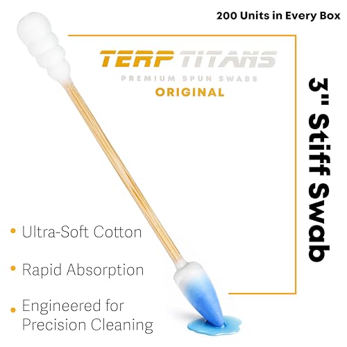 TerpTitans Original (6 Pack) ? Bamboo Cotton Swabs | Dual-Tip: Spiral for Maximum Absorption & Fine Point for Pinpoint Precision | Extra Strong, Lint-Free | 200 Count Box (1200)