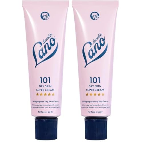 Lanolips 101 Dry Skin Super Cream - Body Cream & Face Moisturizer - Whipped Body Butter for Dry Skin - Triple Lanolin, Sweet Almond Oil, Shea Butter & Vitamin E Infused Body Care (2.02 oz) (Pack of 2)