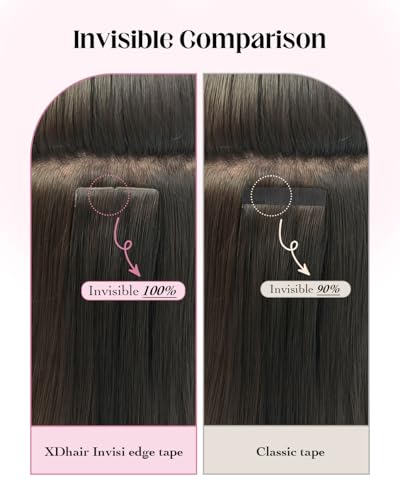 XDhair 14-Inch Invisible Tape in Human Hair Extensions - Jet Black