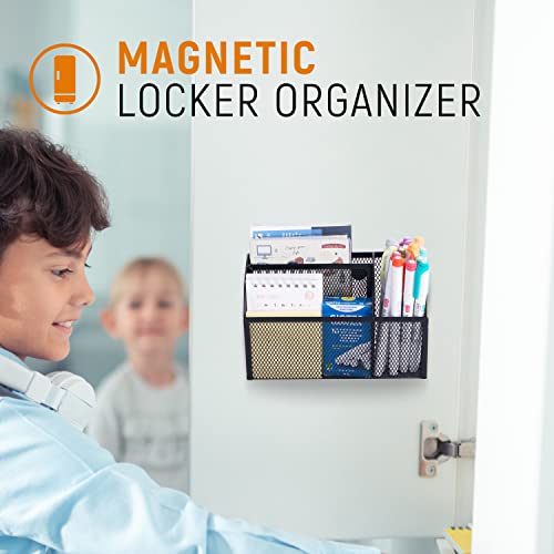 Magnetic Pencil Holder with 6 Strong Magnets – Black Mesh Organizer