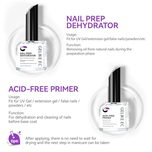 Gelike EC 16ml Nail Primer Dehydrate & Bonding Kit for Natural & Gel Nails