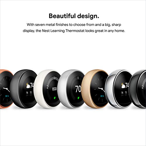 Google Nest Learning Thermostat - Programmable Smart Thermostat for Home - 3rd Generation Nest Thermostat - Works with Alexa - Copper