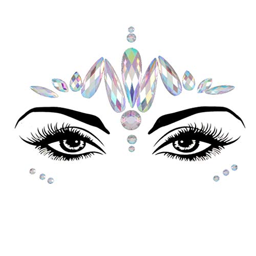 Chicque Rhinestone Face Jewels Mermaid Body Jewelry Glitter Crystal Eyes Face Gems Stone Rave Party Festival Sticker Jewels for Women and Girls 2PCS (A)